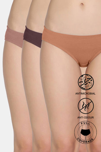Buy Zivame Low Rise Full Coverage Bikini Panty (Pack of 3) - Multicolor